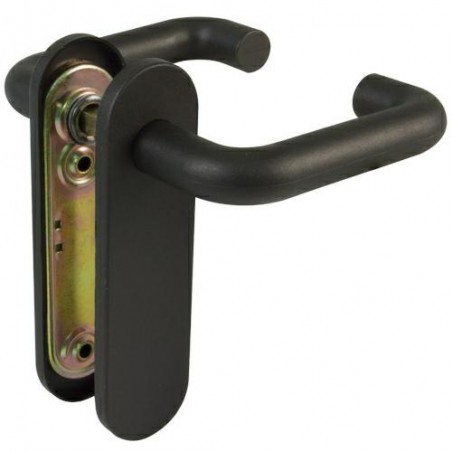 Klamka drzwiowa tzw. bezpieczna czarna długi szyld trzp. 9mm mod. AMIG 3P