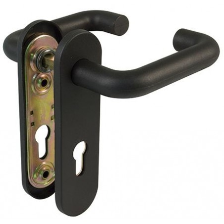 Klamka drzwiowa tzw. bezpieczna czarna na wkładkę 72mm trzp.9mm mod. 3PB72 AMIG