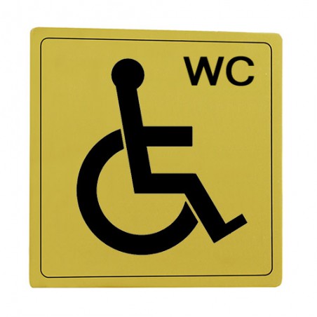 Tabliczka WC niepełnosprawni 14x14cm złota mod.103