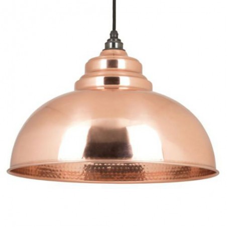 Lampa loftowa Harborne 40cm różowa / młotkowane wnętrze
