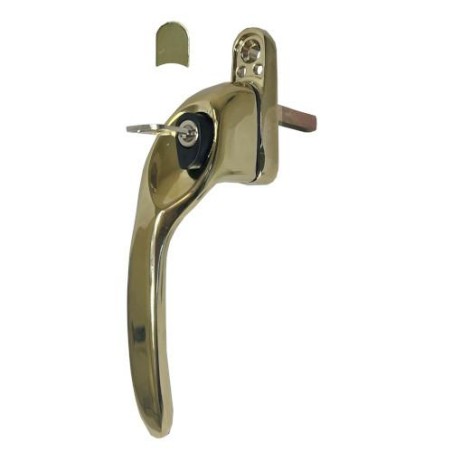 Klamka okienna z kluczykiem Overture Lock 40x7 złota Lewa